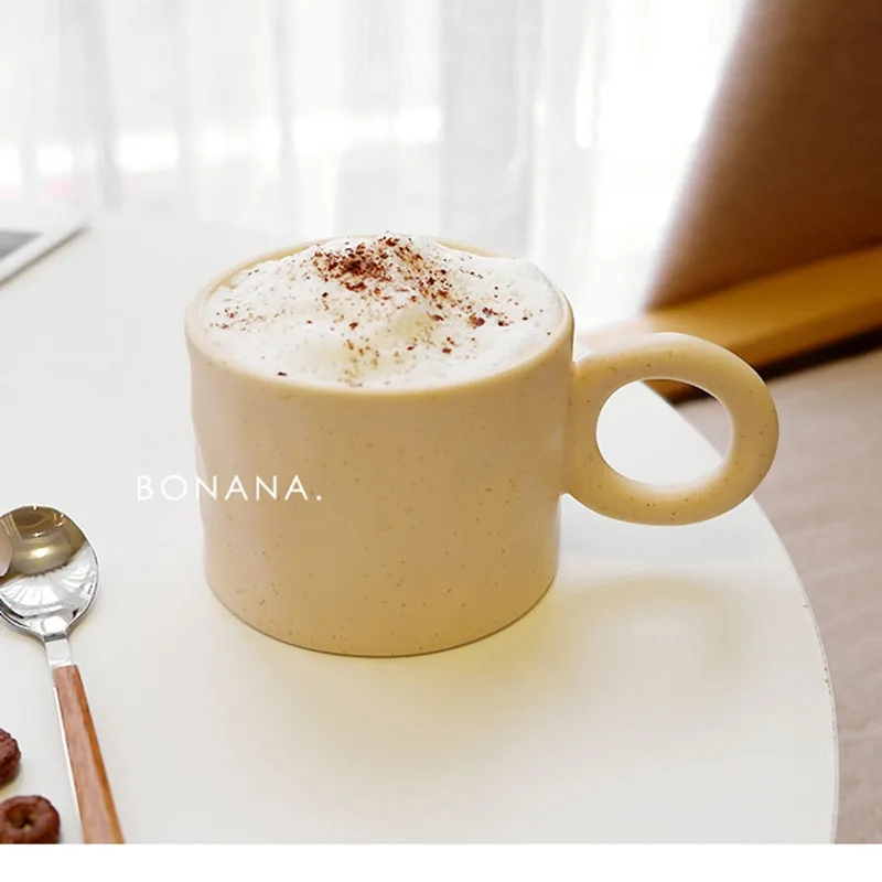 

кѬђжка еѬмокѬђжка أا اشKorean Synchronous Big Ear Handle Mug Cream Sesame Ceramic Ring Drinking Water Cup Office Coffee Cup