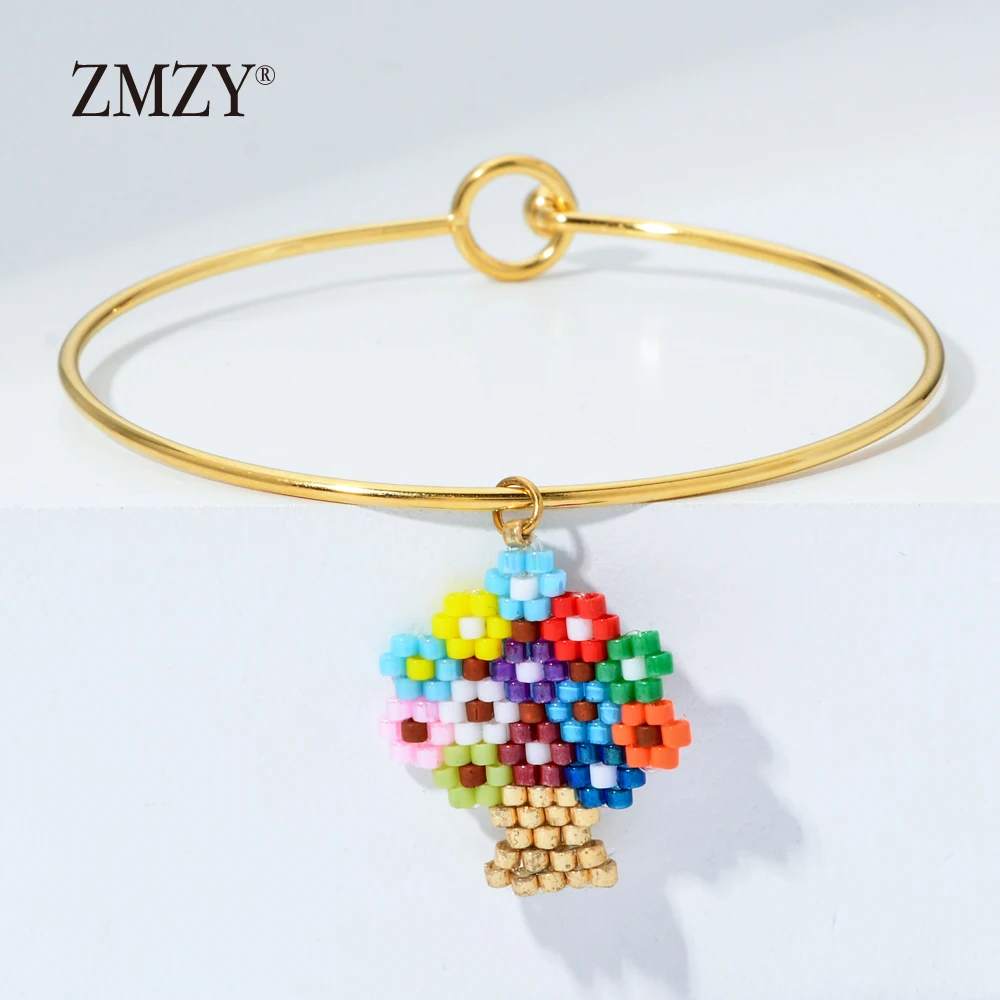 flower ZMZY бренд, Простой браслет из нержавеющей стали, проволока, очаровательный браслет, Femme, браслеты-манжеты для женщин, прекрасный подарок, ювелирное изделие - Окраска металла: flower
