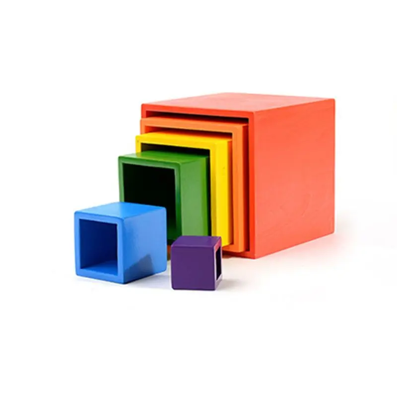 Детские игрушки большие 6-12 шт. Радужный штабелер деревянные игрушки для детей креативные радужные строительные блоки Монтессори обучающая игрушка подарок - Цвет: C-6Pcs