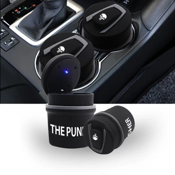

1PC The Punisher Skull High Temperature Car Ashtray Portable Car Ashtray Home Office Smokeless Ashtray For BMW Suzuki Ford Opel