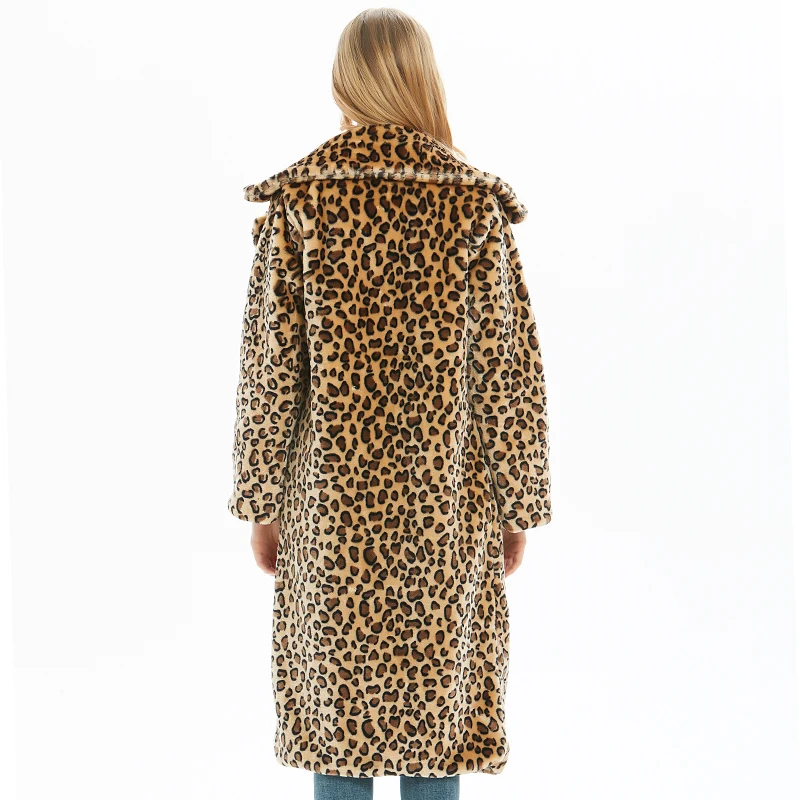 Зимнее пальто ZADORIN, меховое пальто с леопардовым принтом из искусственного меха для женщин, Европейская мода, Свободный Длинный мнимый меховой жакет, женская одежда
