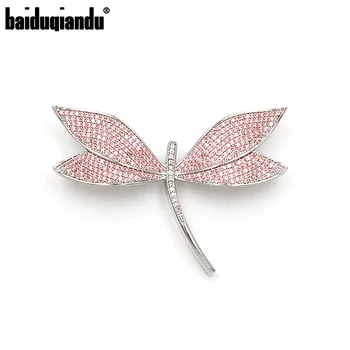 

baiduqiandu High Quality Tiny CZ Micro Pave Dragonfly Brooch for Women Dress Lapel Pins Accessories Jewelry