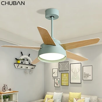 

Wood Ceiling Fan Lamp with Remote Control Modern Retro Ceiling Fans with LED Lighting 42/52inch Inverter Fan Light 110V 220V