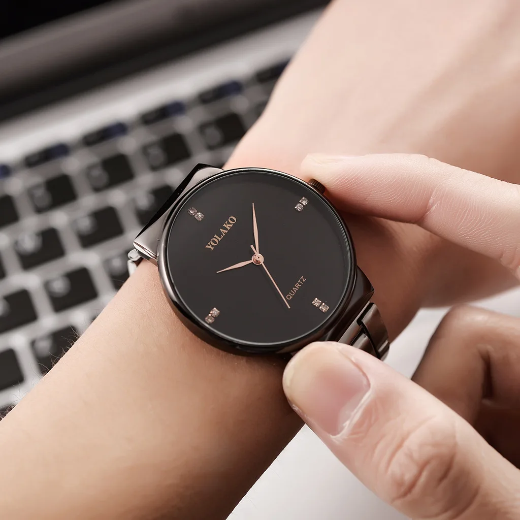 

YOLAKO Brand Luxury Men's Watch Alloy Steel Belt Watch Simple Ultra-thin Dial Casual Quartz Watch Men's Watch Reloj Hombre