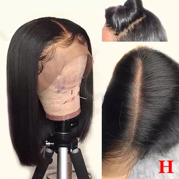 

150 Density Bob Wig 13x6 Lace Front Human Hair Wigs Pre Plucked Natural Black Peruvian Remy Short Straight Front Wigs For Women