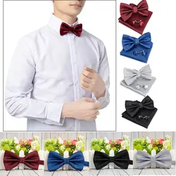 4 шт./компл. Gravata Borboleta Bowtie шелковистые подарки для мужчин бабочка Карманный платок галстук-бабочка и носовой платок с запонками