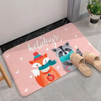 

Nordic Style Cute Cartoon Entrance Door Mats Anti-Slip Hallway Kitchen Area Rugs Soft Christmas Bedroom Bedside Carpets Doormat