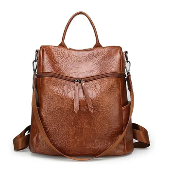 

Europe And America 2020 Korean-style Student Book Crocodile Pattern Women's PU Shoulder Bag Crocodile Pattern Backpack