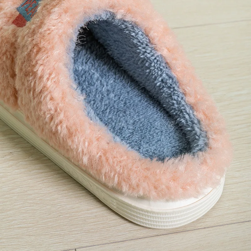 2021 New Cotton Slippers To Keep Warm Thick Bottom Household Couples Plush Spot Home Autumn Winter Wool  For Men And Women