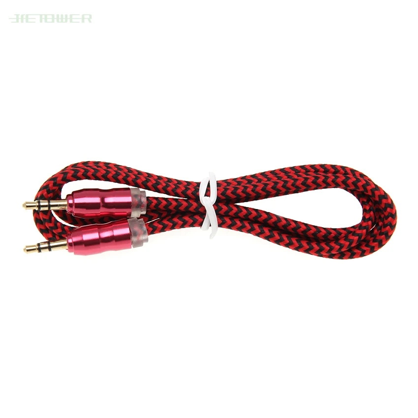 Nylon Braided Audio Cable Jack 3 5 mm Male to Male Cloth Audio Aux Cable For iPhone Car Headphone Speaker Wire Line 300pcs lot