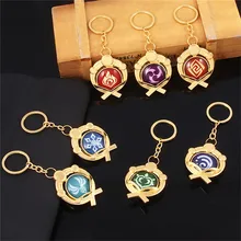 

Genshin Impact Luminous Keychain Element Vision Lnazuma Ganyu Keqing Eye of Original God Game Pendant KeyRing Gift Jewelry