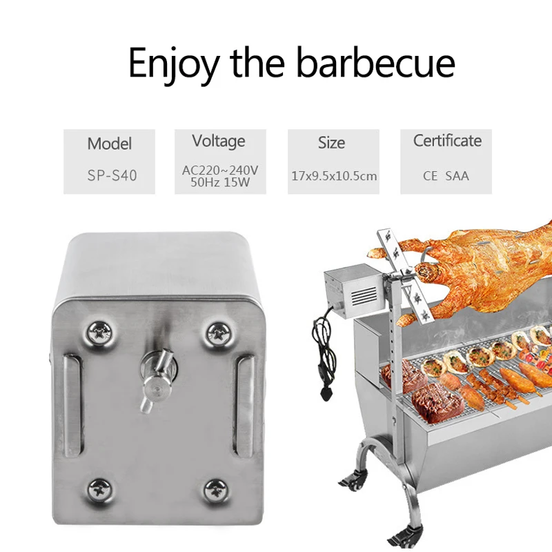 BBQ Grill Motor Rotating Motor Stainless Steel Spit Rotisserie Motor for Roasting Furnace Roasted Lambs Piglets Chicken Motor 2