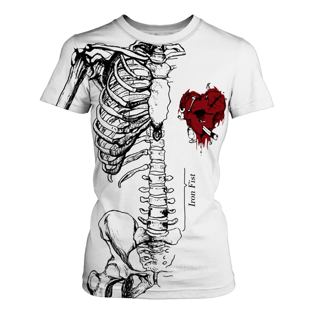 Halloween T Shirt Scary Skull Skeleton 