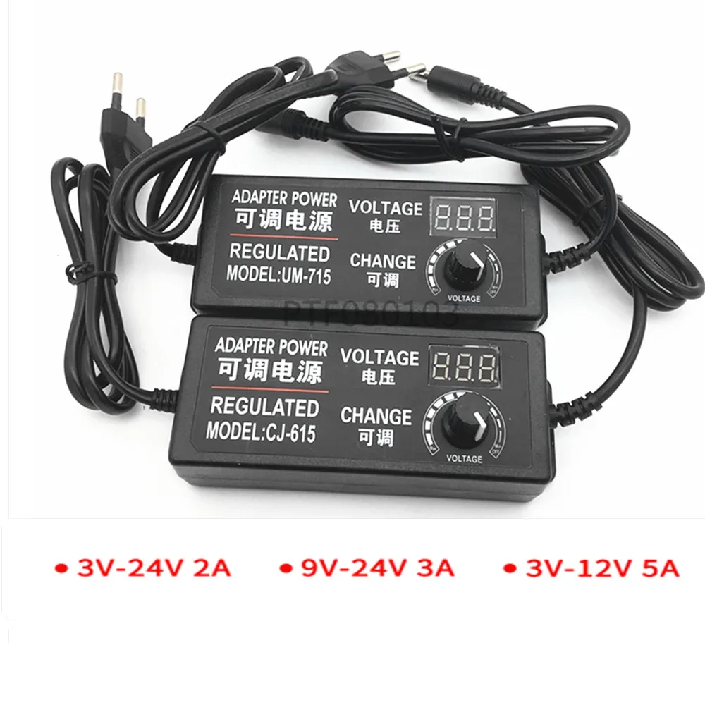Verstelbare AC NAAR DC адаптер питания 3V 5V 6V 9V 12V 18V 24V Voeding 5V 12V 24V 2A 3A 5A Verstelbare универсальный адаптер