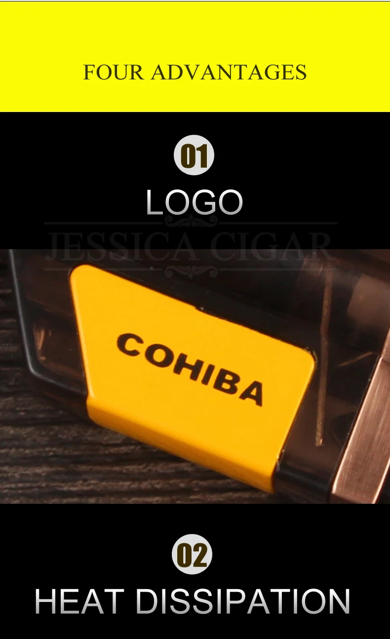 COHIBA пластиковые зажигалки бутан карманные ветрозащитные зажигалки для сигар фонарь 3 струйный газовый прикуриватель металлический портативный W/Подарочная коробка