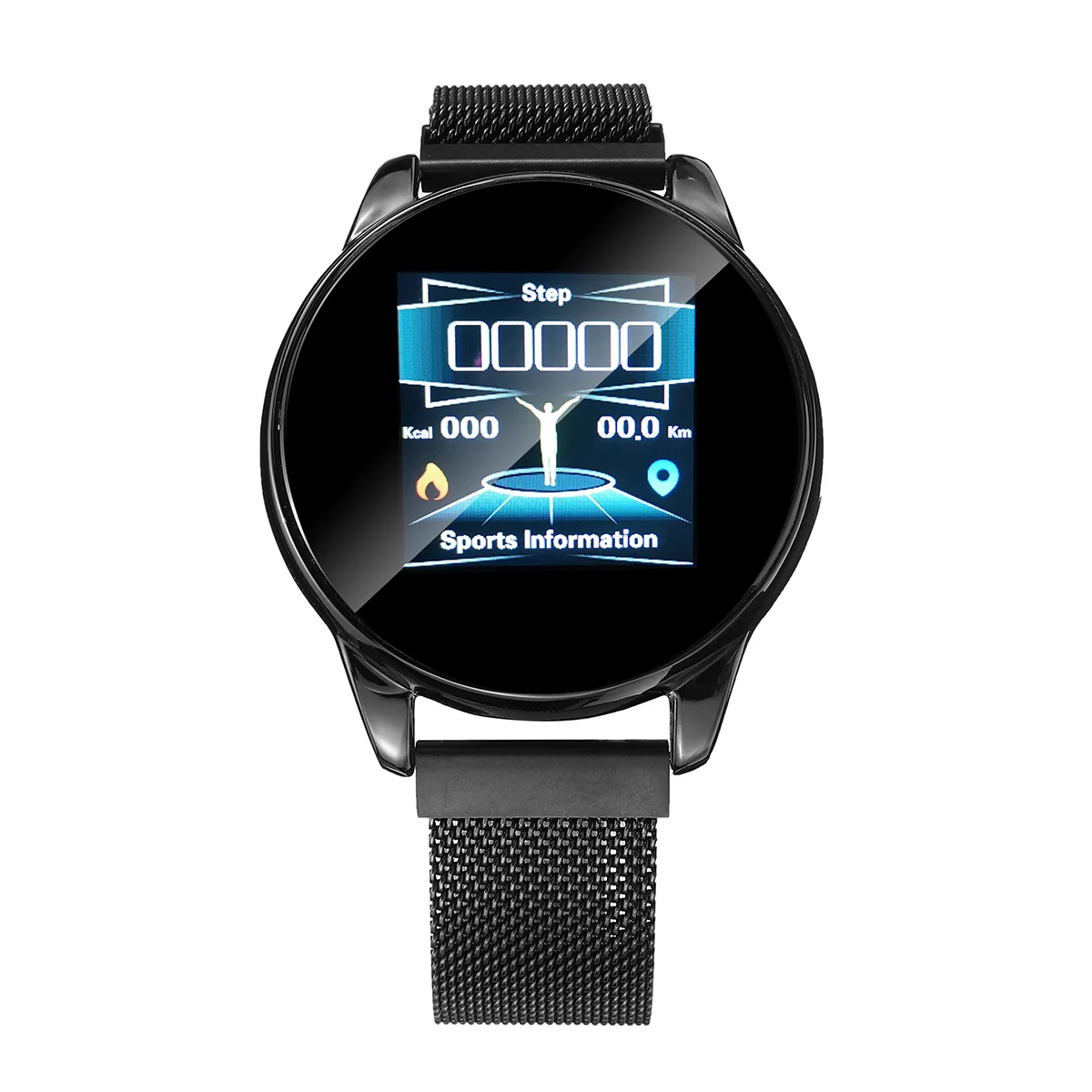 KINCO, умные часы, bluetooth, водонепроницаемые, для фитнеса, здоровья, трекер, кровяное давление, Heartrate, наручные часы, спортивные часы, 1,3 дюймов, ips экран - Цвет: Black Steel band