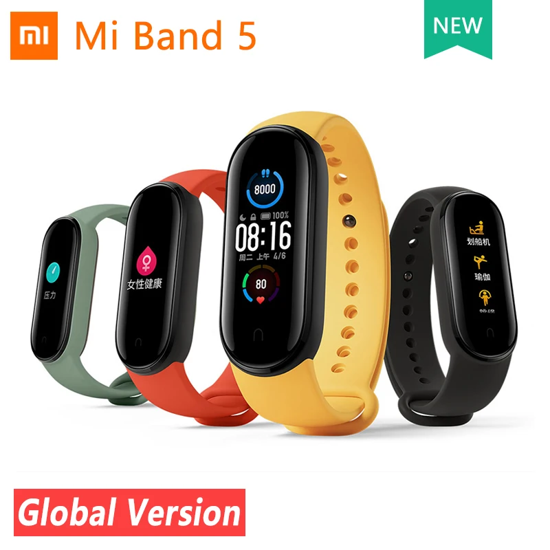 Глобальная версия Xiaomi Mi Band 5 Смарт браслет AMOLED экран Miband Браслет фитнес