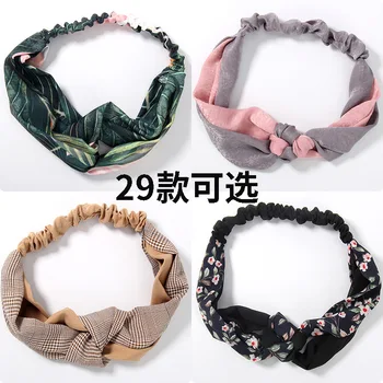 

Women Headband Vintage Cross Knot Elastic Hair Bands Soft Solid Girls Hairband Hair Accessories