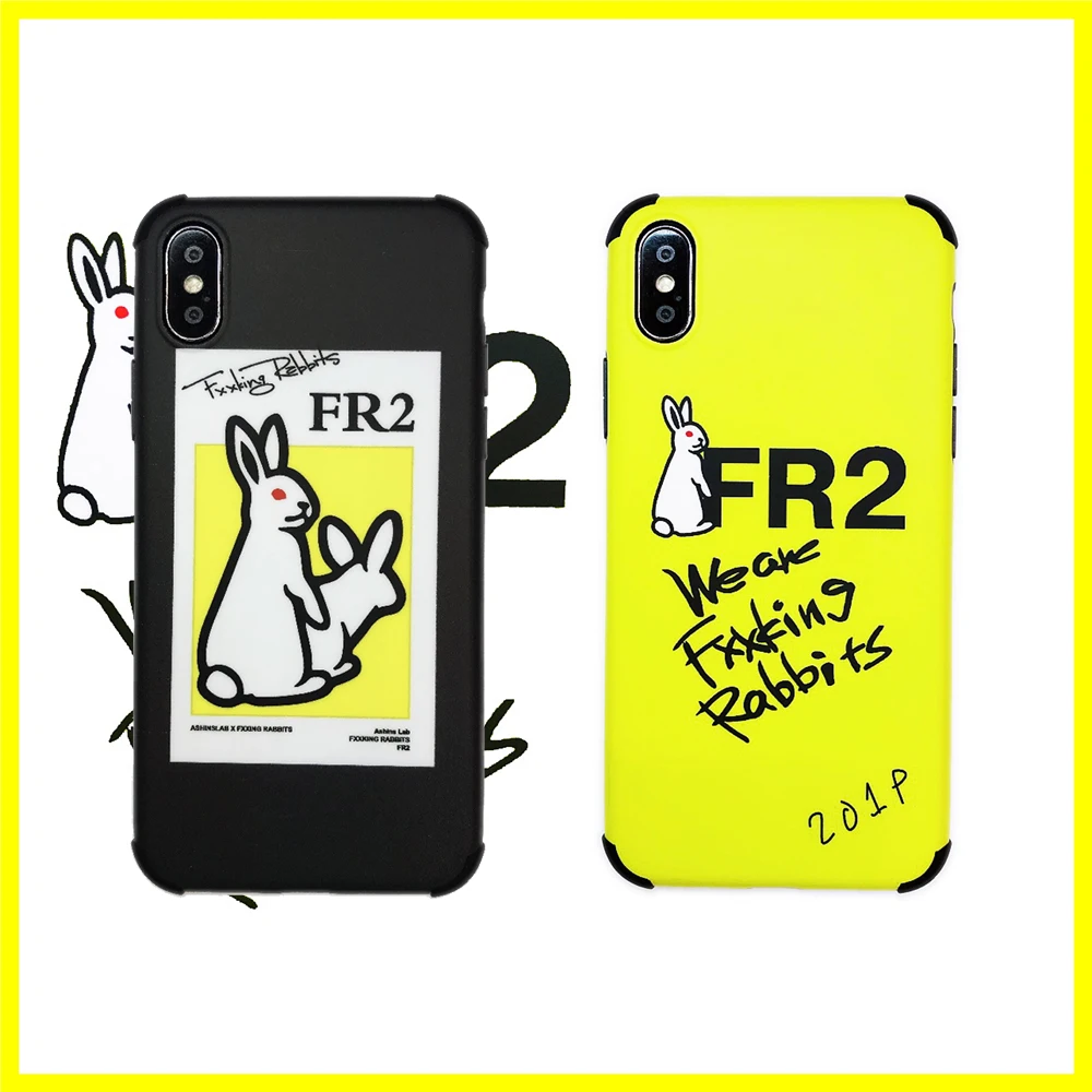 

New Japan trend Funny Rogue rabbit label design phone case For iPhone X Xs Max Xr 7 8 6 6s Plus Fashion soft silicon cover Coque