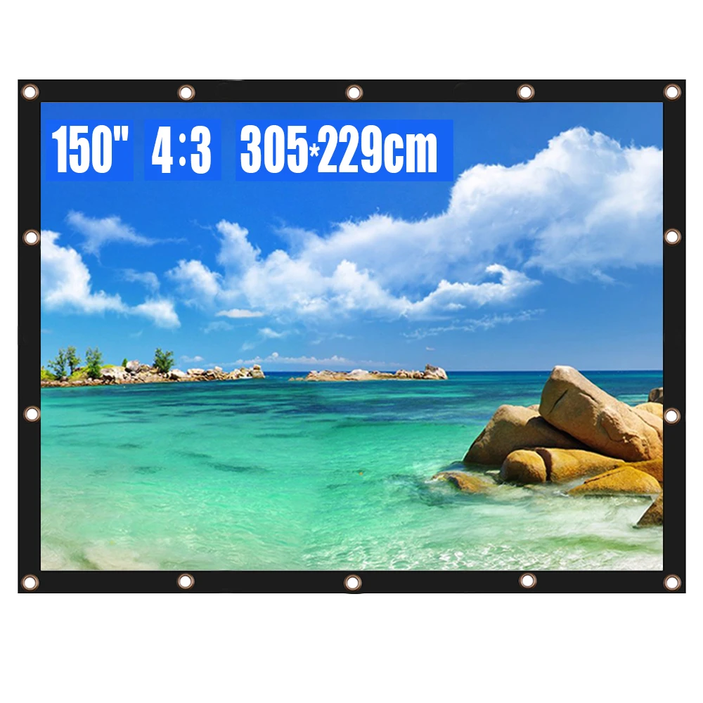 

Projector Screen 150 Inch 4:3 HD Foldable Anti-Crease Portable Projection Movies Screen for Home Theater Office Outdoor Indoor