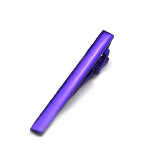 Tie Clip men jewelry luxury Classic gold lase Matte Tie Bar carving Simple Brushed Smooth crystal Clasp Tie Pin Gifts 01Purple