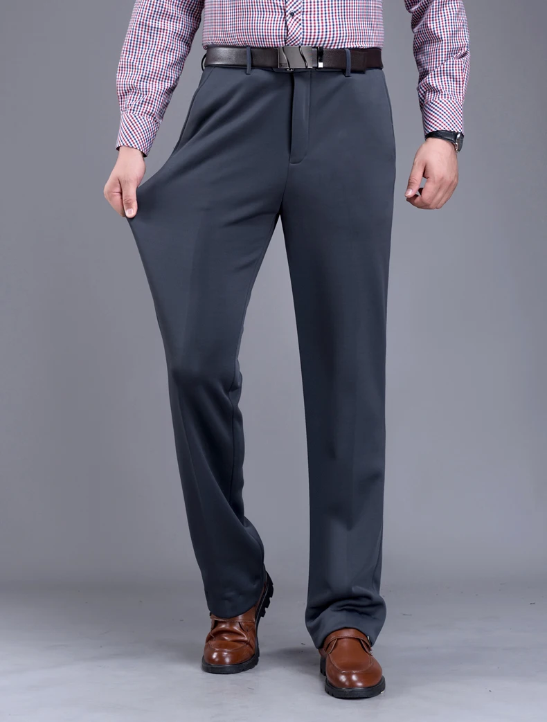 Mu Yuan Yang зимние мужские брюки плюс бархат толстый стрейч теплый костюм брюки Бизнес повседневные Прямые 3 цвета большой размер