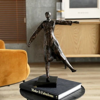 

Modern Abstract Metal Figure Fluttering On Black Marble With One Foot Statue Home Decor Accessories Crafts Room Desktop Objects