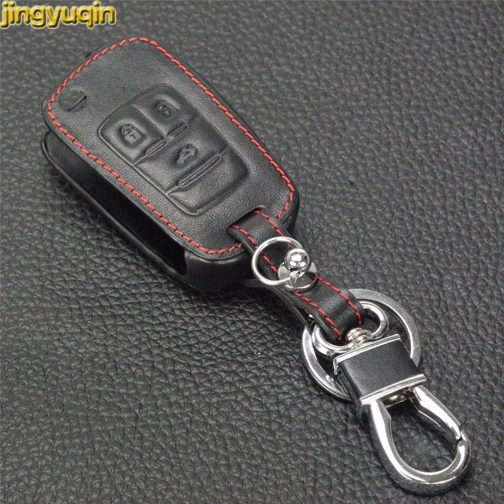 Jingyuqin 3 кнопки кожаный чехол для ключей автомобиля Chevrolet Cruze Malibu OPEL Insignia Astra J Zafira C