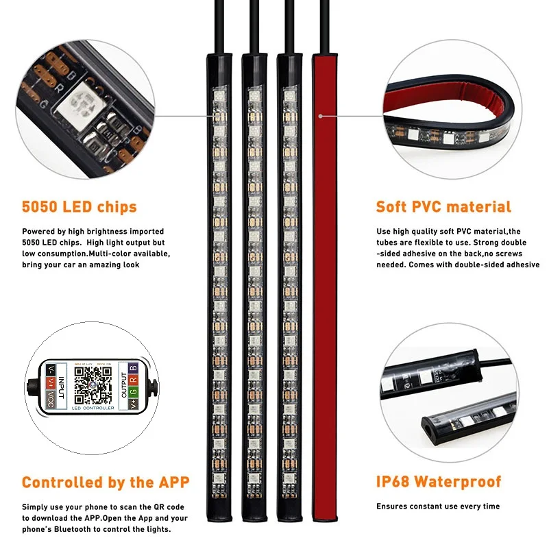 Светодиодная лента RGB с дистанционным управлением, декоративный атмосферный светильник для Kia Sportage Ceed Rio 3 4 K2 K5 KX5 Sorento Soul Cerato Picanto