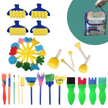 

35Pcs/set Kid Painting Sponge Heart Star Roller Broom Brush Stamp Children DIY Graffiti Tools