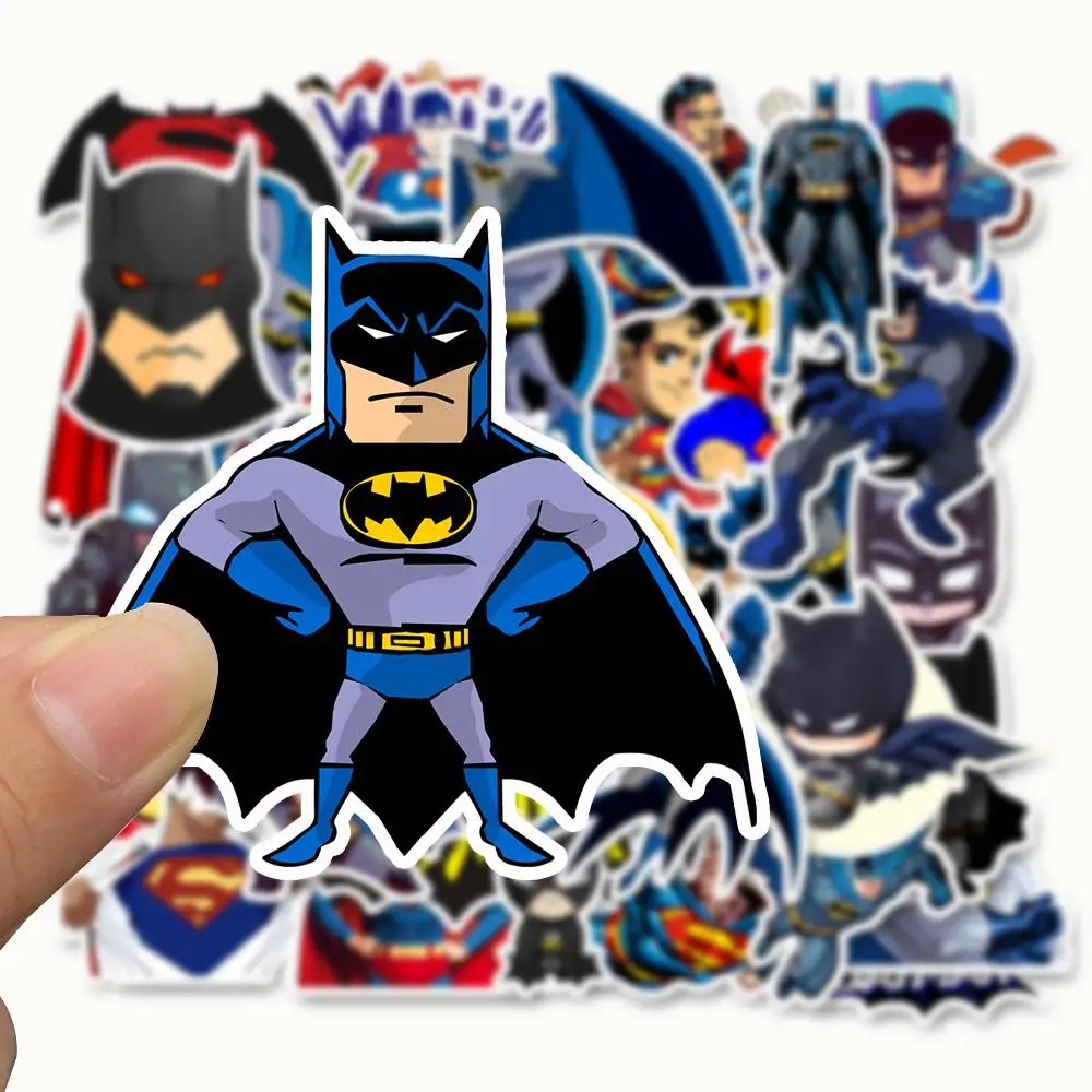 45Pcs Cartoon Superman Batman Sticker Pack Waterproof PVC Decals For Kids Car Luggage Skateboard Phone Notebook Laptop Sticker