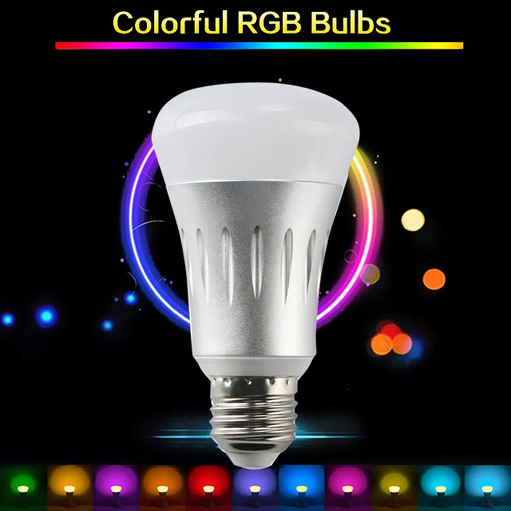 

Mobile Phone Remote Control Timer Switch 16 Million Colors RGB 7W Smart WiFi E27 / E26 / E14 / B22 220V Dimmable Light Bulb