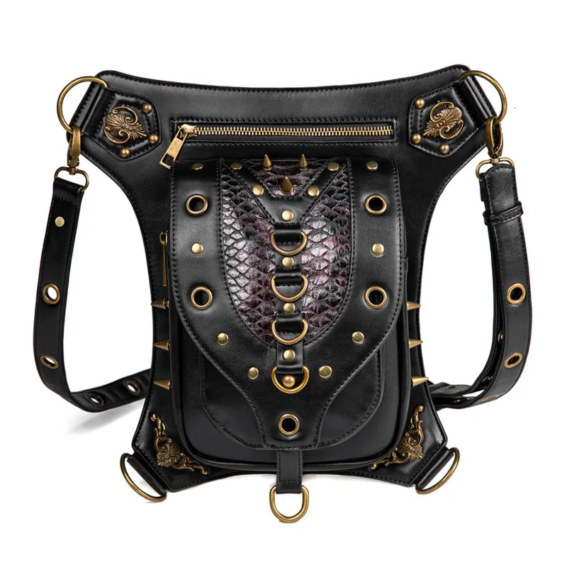 BXX/СТИМ панк Chestpack Ретро сумка через плечо рок для мужчин и женщин Готический Фанни пакеты для активного отдыха тактика мотоциклетная сумка 19K-a97 - Цвет: black
