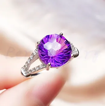

Per jewelry Natural amethyst round style ring 925 sterling silver Free shipping Fine jewelry 1.8ct gemstone #R98156