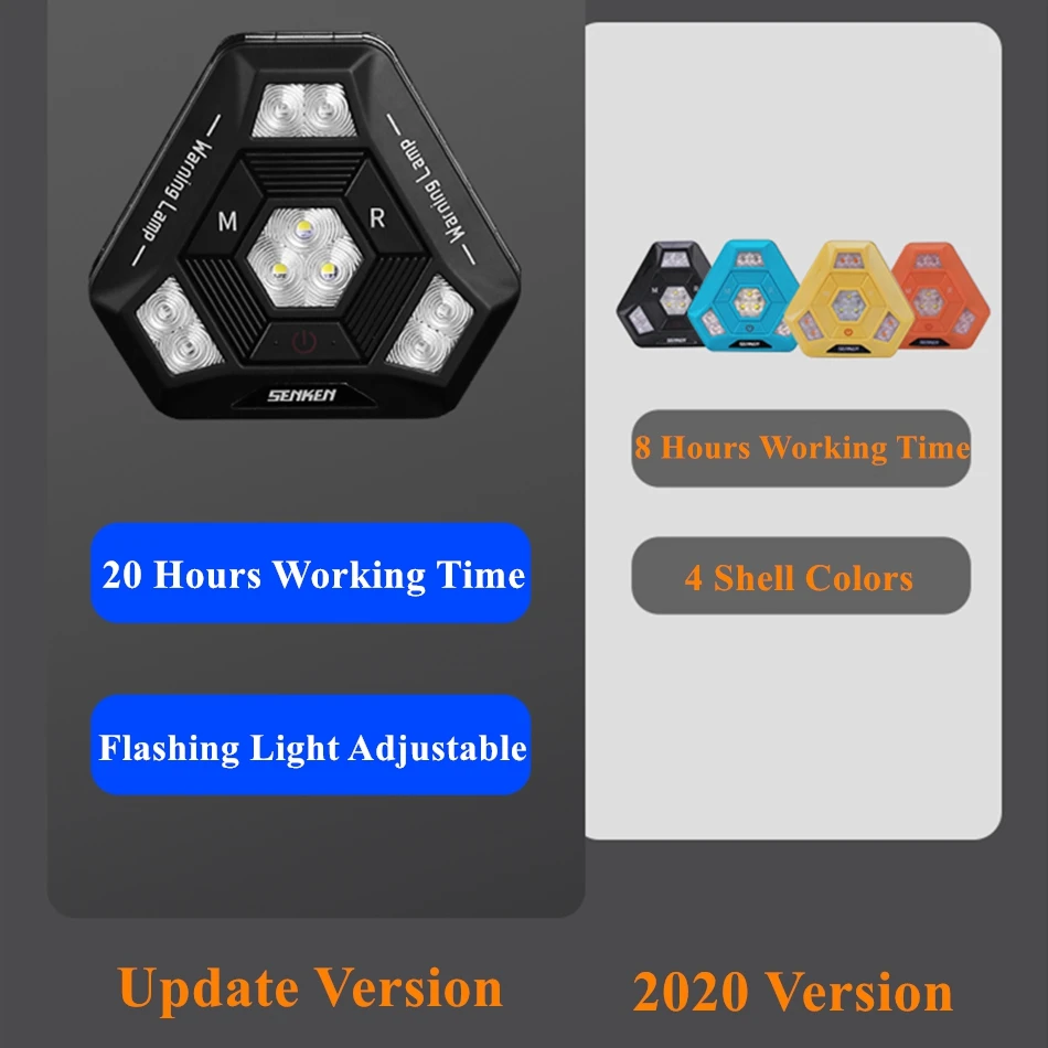 2021 Upgrade Portable Recharge Led Magnetic Warning Flare Light For Car Suv Camping Outdoor Emergency Warning Lamp Strobe Light