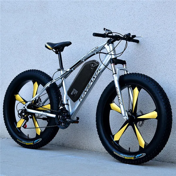 26 дюймов Снежный горный электрический велосипед 48 В литиевая батарея 500 Вт Мотор Fat Ebike 4,0 шины высокоскоростной бесщеточный Электрический велосипед - Цвет: Silver