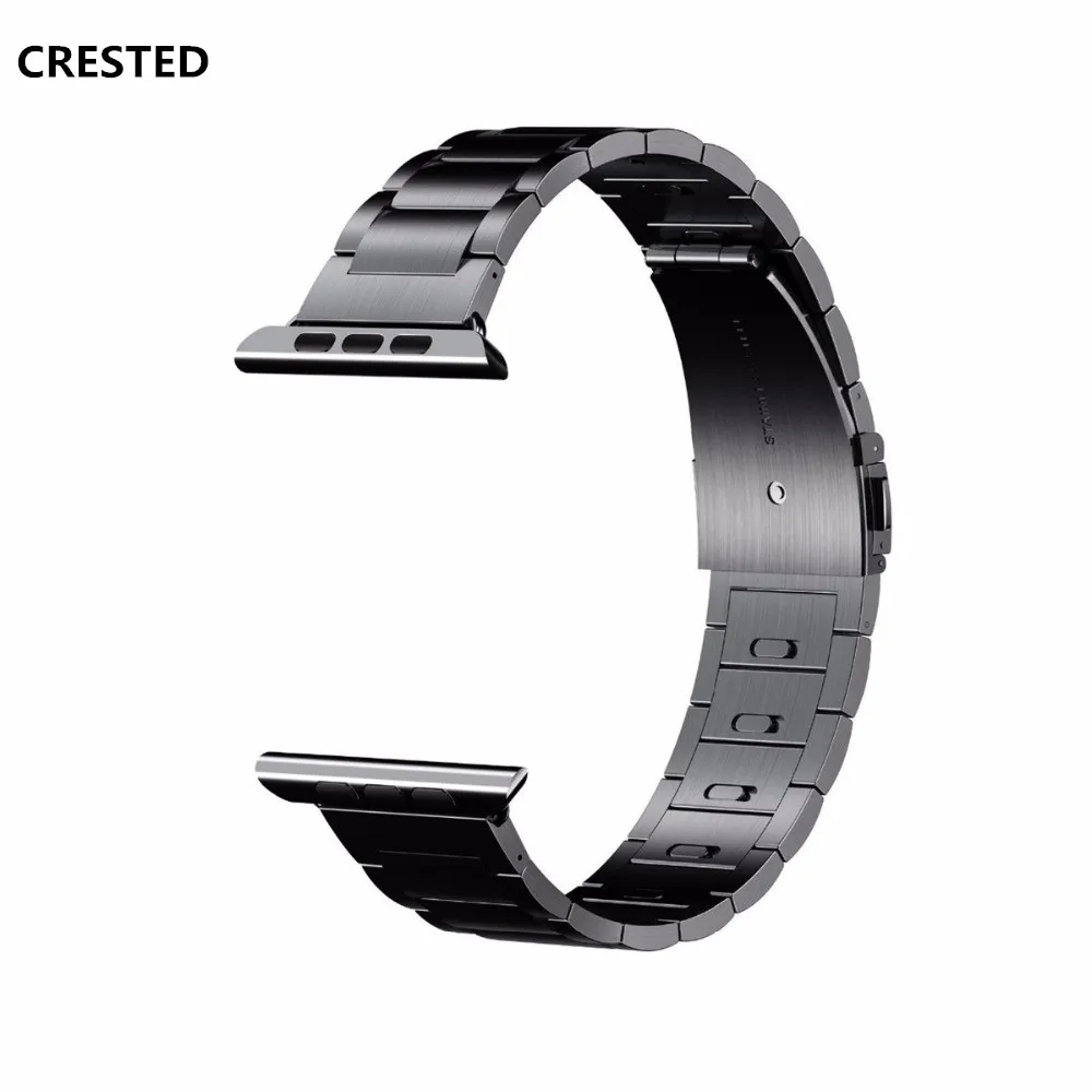 Online Stainless steel strap For Apple Watch band 5 4 3 44mm 40mm iwatch 5 4 3 band 42mm 38mm correa link bracelet watch Accessories
