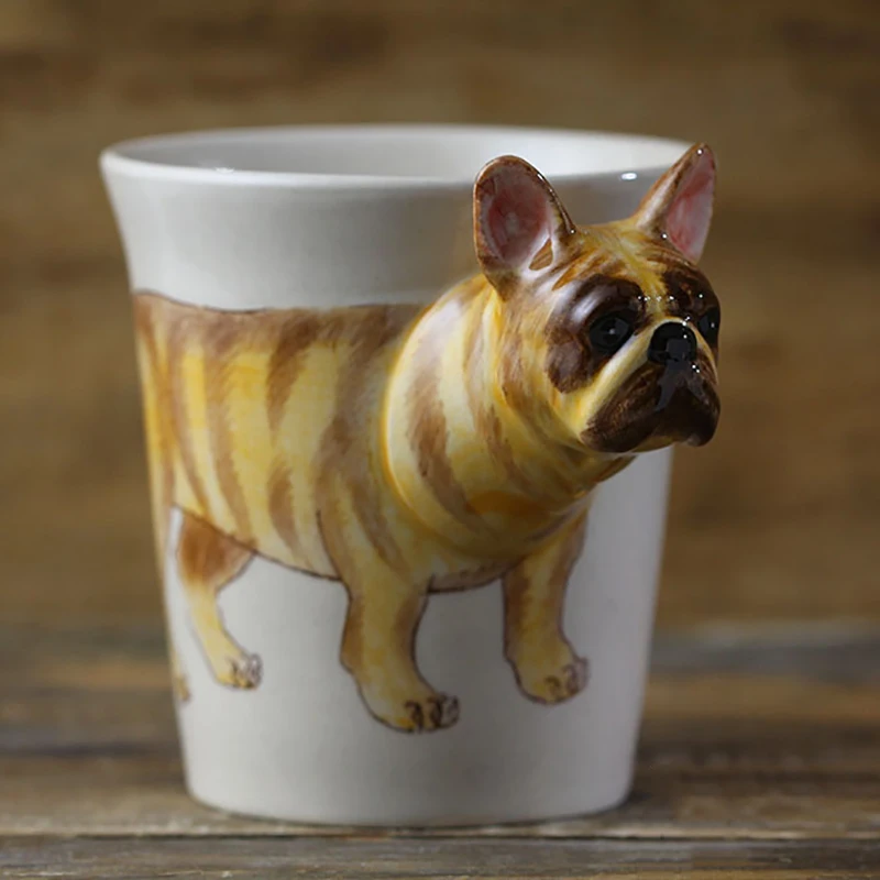 

260ML Hand Painted Animal Mug Creative French Bulldog Ceramic Coffee Cup Cute Dog Ceramic Mugs anniversary gifts for husband