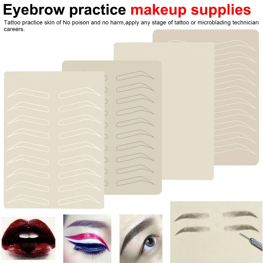 

1PCS Tattoo Eyebrow Practice Skin Eyebrow Cosmetic Permanent Makeup Eyebrow Training Skin Tattoo Supplies No Ink Needed