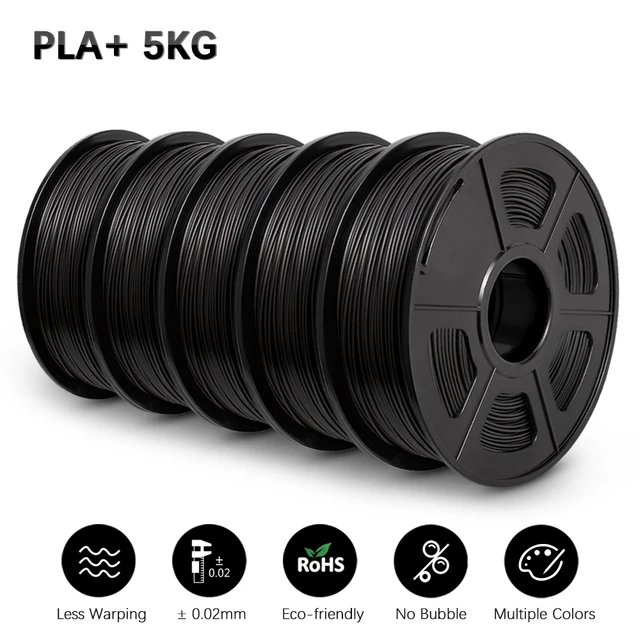 SUNLU PLA 1KG 3D Filament 1.75MM 10 Rolls No Bubble Non-Toxic Bright Color  Odorless Arranged Neatly No Knots PLA PLUS Filament