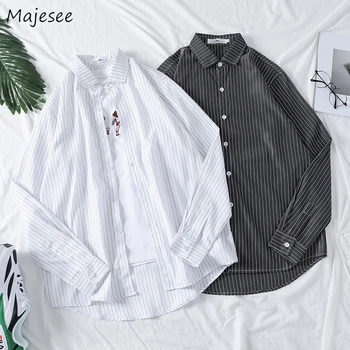 

Black Shirt Men Clothing 2020 Long Sleeve Striped Turn-down Collar Mens Shirts Plus Size Harajuku Tops Males All Match Simple
