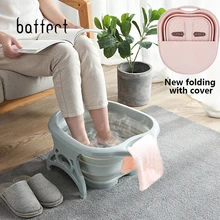 Пластиковый складной умывальник для ног, умывальник для ног с крышкой, спа-ведро для ног, педикюр, ванна для замачивания, переносной умывальник для путешествий