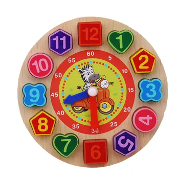 

Wooden Toy Colorful 12 Numbers Clock Toy Digital Geometry Cognitive Matching Clock Toy Baby Kids Early Educational Toy Puzzles