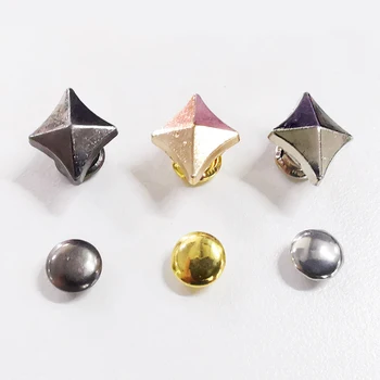 100sets 3 Colors Metal Rhombus Rivets Studs High-quality Rivet for Leather Craft Bag Belt Clothing Garment Shoes Collar Parts