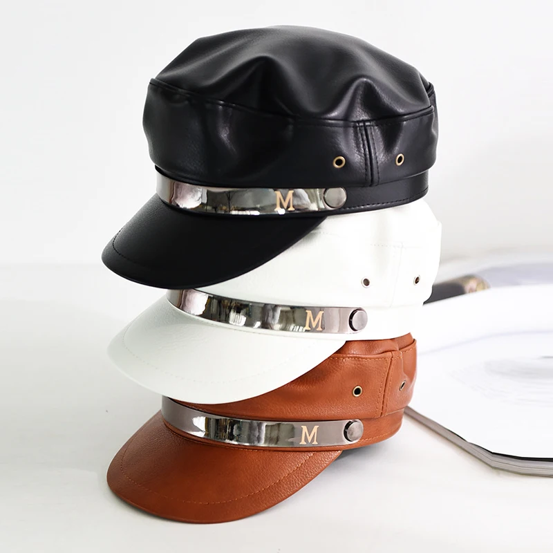 

NEW Pu Leather Beret Hats For Women Winter Flat Cap Female Boina Feminina Fashion Autumn Winter Beret Cap Bone Gorras Painter