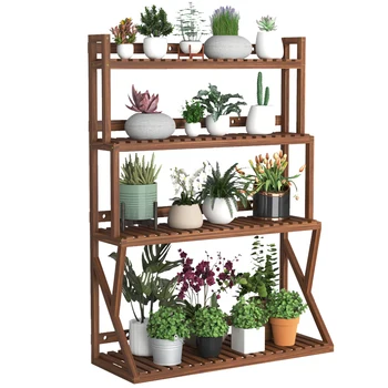 

High-quality hardware flower rack shelf cross-diameter reinforced balcony flower pot rack floor-mounted pine material multi-laye