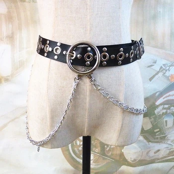

Sexy Chain Garter Punk Waist Belt Fashion Adjustable Leather Harness For Women Party Accessories Garters With Metal