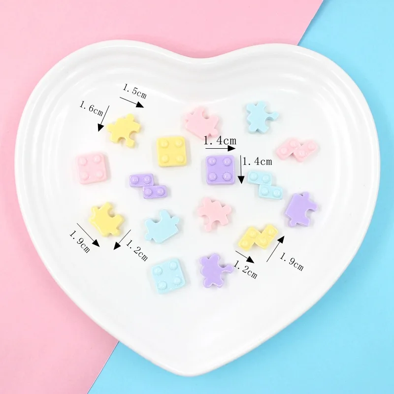 50Pcs 4 Shapes Nail Art Resin Charms Cute Game Tetris Puzzles Design DIY Craft Gems For Decoration Flatback Manicure | Красота и