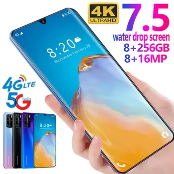 

Network P40 Pro Smartphone 7.5Inch 8GB RAM 256GB ROM Snapdragon 855 Android Cellphone Dual SIM Global Version Smart Phones Case