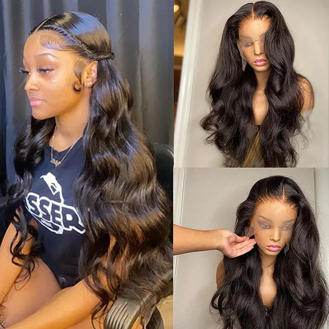 360 HD Lace Frontal Wig Brazilian Body Wave Lace Front Human Hair Wigs for Women Pre Plucked 13X4 Transparent Lace Front Wig 1